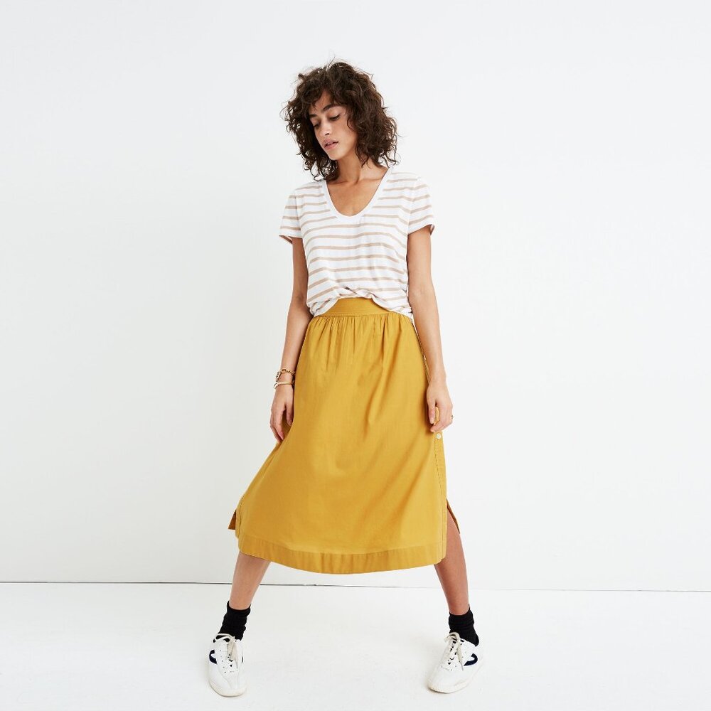 Madewell Cumin Yellow Side-Button Skirt